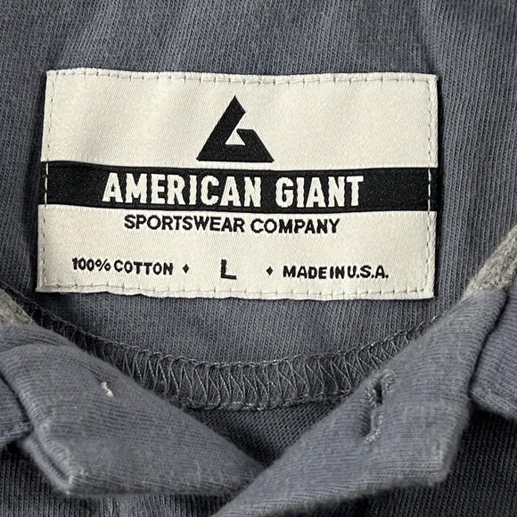 American Giant Polo Shirt Mens Large Blue Short Sleeve Cotton Classic Made‎ USA - Picture 4 of 11
